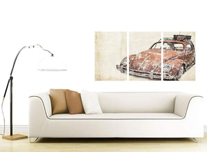 contemporary vw beetle bug rat look surfer brown volkswagen lifestyle canvas split 3 part 3279 for your bedroom