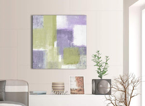 Contemporary Lime Green Purple Abstract Painting Canvas Wall Art Print Modern 79cm Square For Your Kitchen-1s364l
