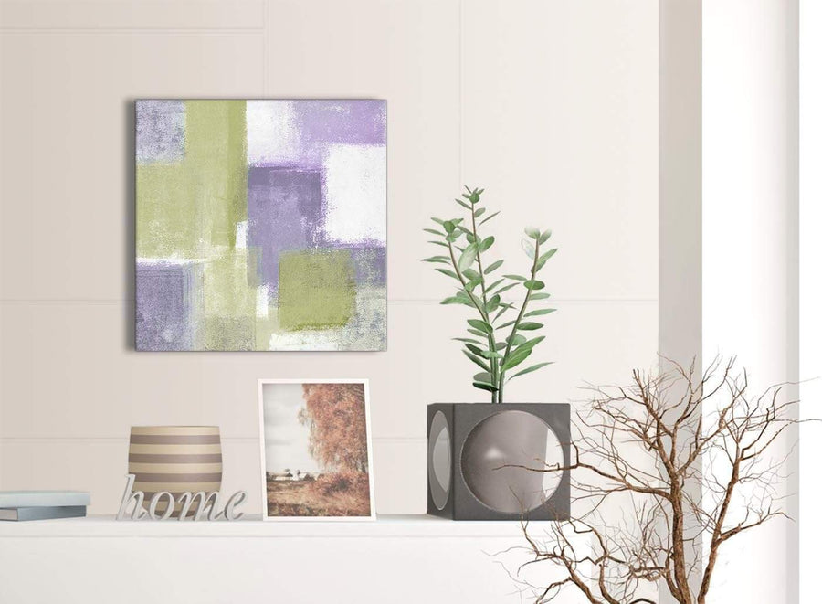 Contemporary Lime Green Purple Abstract Painting Canvas Wall Art Print Modern 49cm Square For Your Kitchen-1s364s