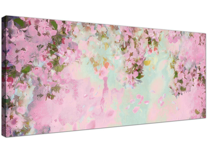 cheap shabby chic pale dusky pink flowers floral canvas modern 120cm wide 1281 for your girls bedroom - 1281