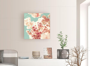 contemporary japanese cherry blossom shabby chic pink blue floral canvas modern 64cm square 1s288m for your girls bedroom