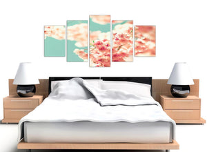 oversized extra large japanese cherry blossom shabby chic pink blue floral canvas multi 5 set 5288 for your living room