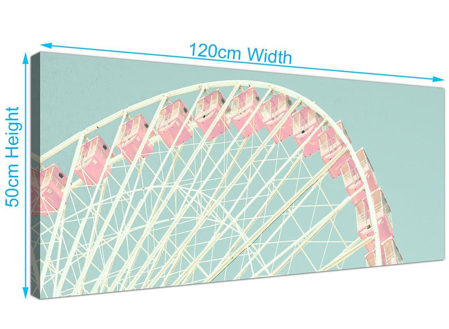 panoramic shabby chic duck egg blue pink ferris wheel lifestyle canvas modern 120cm wide 1282 for your girls bedroom