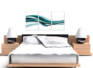 Teal Coloured White Wave Abstract Canvas