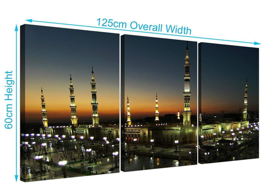3 panel al masjid an nabawi canvas pictures black and white 3230