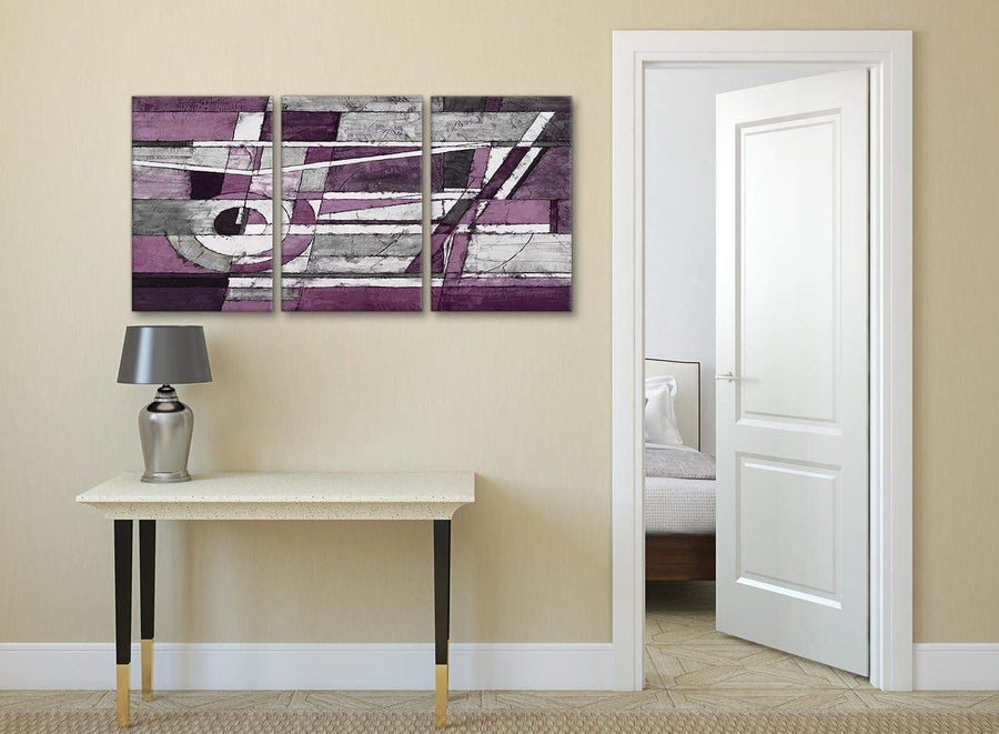 3 Panel Aubergine Grey White Painting Kitchen Canvas Wall Art Decor - Abstract 3406 - 126cm Set of Prints