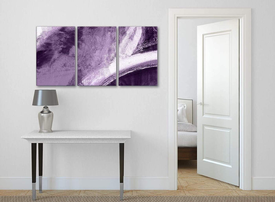 3 Piece Aubergine Plum and White - Dining Room Canvas Pictures Accessories - Abstract 3449 - 126cm Set of Prints