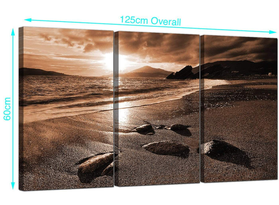 Set of 3 Beach Sunset Canvas Prints 125cm x 60cm 3076