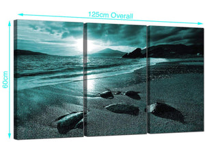 Set of 3 Seaside Canvas Wall Art Blue Green 125cm x 60cm 3079