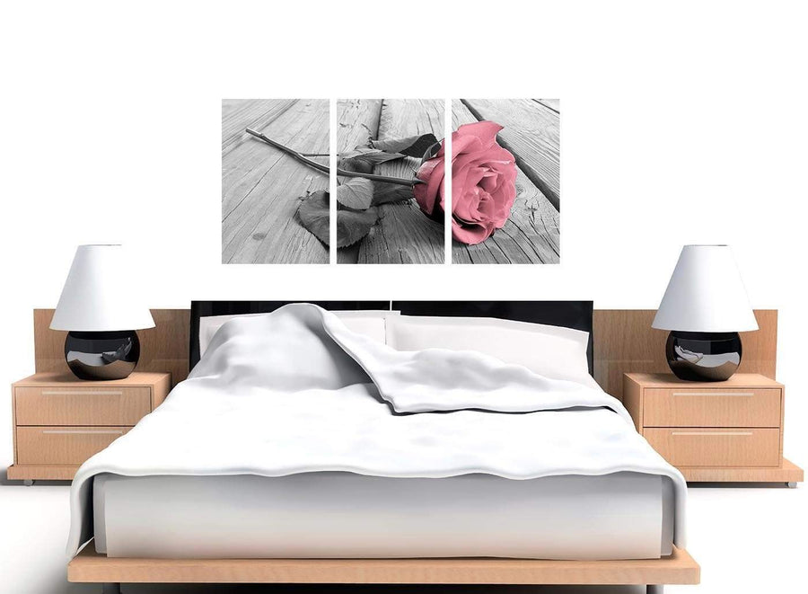 3 panel black white and pink rose canvas prints uk 3271