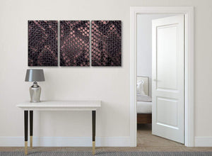 3 Piece Blush Pink Snakeskin Animal Print Kitchen Canvas Pictures Decor - Abstract 3473 - 126cm Set of Prints