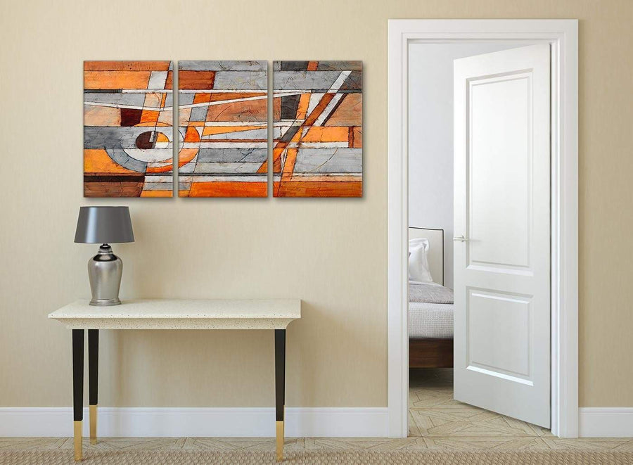 3 Piece Burnt Orange Grey Painting Office Canvas Pictures Accessories - Abstract 3405 - 126cm Set of Prints