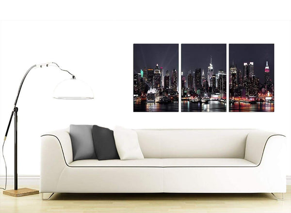 3 Panel American City Canvas Prints UK 125cm x 60cm 3187
