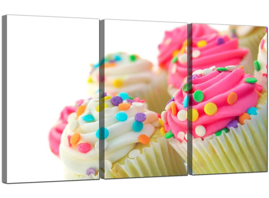 Set of Three Food & Drink Canvas Art Cupcakes 3084