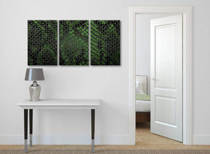 3 Panel Dark Green Snakeskin Animal Print Kitchen Canvas Wall Art Accessories - Abstract 3475 - 126cm Set of Prints