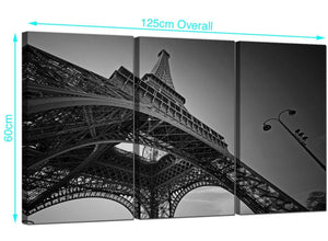 Set of Three Eiffel Tower France Canvas Wall Art 125cm x 60cm 3016