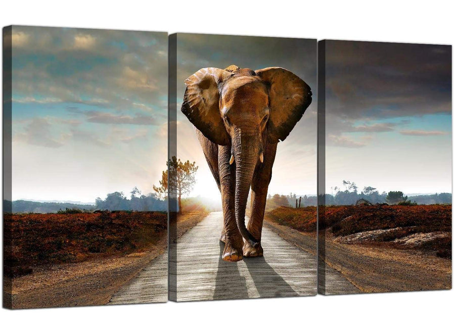 3 Panel Animal Canvas Wall Art African Elephant 3209