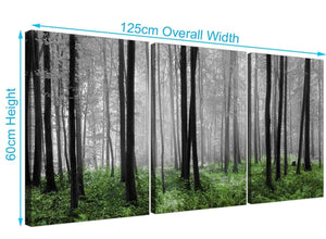 3 panel forest woodland trees canvas art black and white 3239