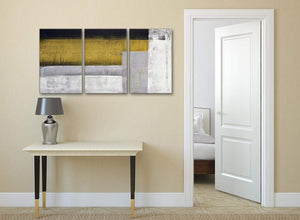 3 Piece Mustard Yellow Grey Painting Office Canvas Wall Art Decor - Abstract 3425 - 126cm Set of Prints