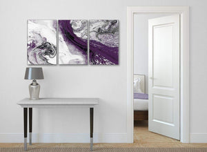3 Panel Purple and Grey Swirl Office Canvas Wall Art Decor - Abstract 3466 - 126cm Set of Prints
