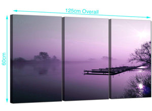 Set of 3 River Landscape Canvas Art 125cm x 60cm 3119