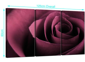 Set of Three Rose Canvas Wall Art 125cm x 60cm 3111