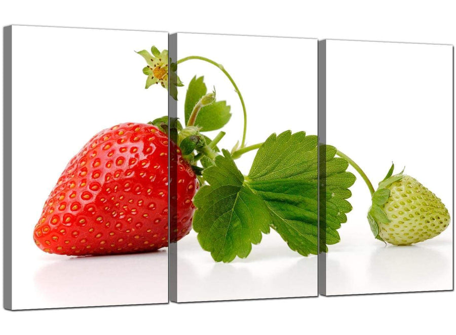 Set of 3 Fruit Canvas Prints Strawberry 3074