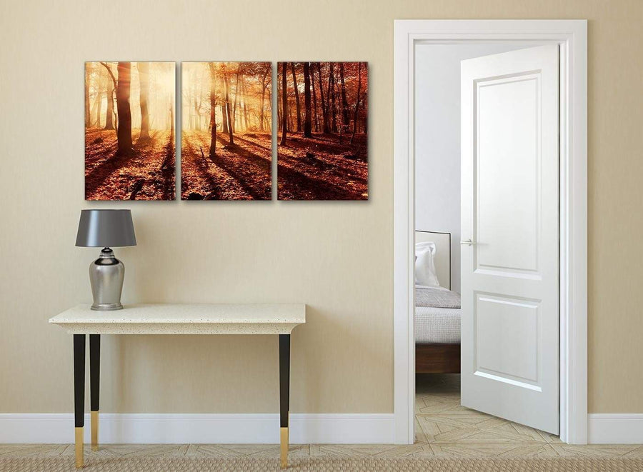 3 Part Trees Canvas Art Prints Autumn Leaves Forest Scenic Landscapes - 3386 Orange 126cm Set of Prints