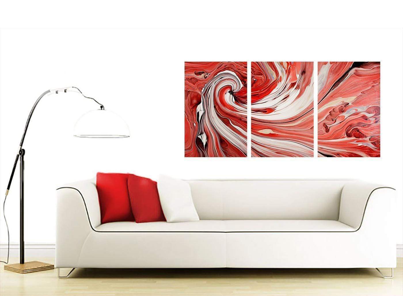 Red and White Spiral Swirl - Abstract Canvas Modern