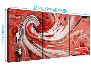 3 part abstract swirl canvas wall art red 3265