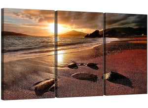 3 Part Seascape Canvas Art Beach Sunset 3131