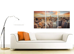 3 Panel American Cityscape Canvas Art 125cm x 60cm 3202