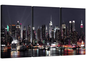 Set of 3 City Canvas Art New York USA Skyline 3187