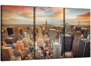 3 Panel City Canvas Prints NYC United States Skyline 3202