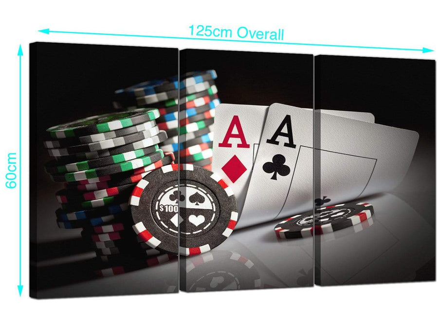 Set of 3 Poker Cards Canvas Prints UK 125cm x 60cm 3048