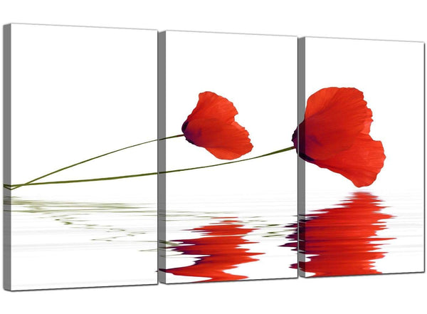 Set of 3 Floral Canvas Art Poppies 3029