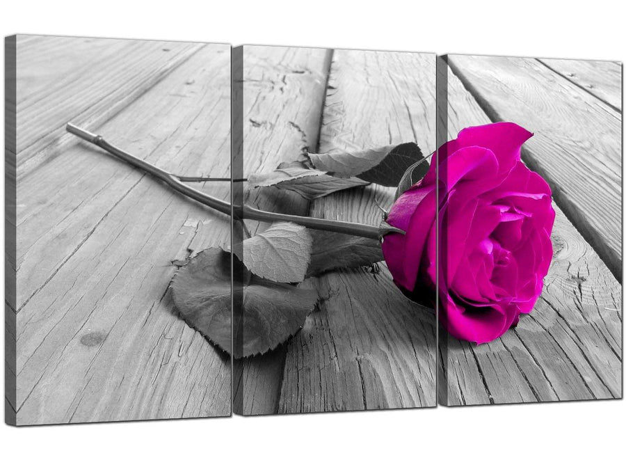 Set of 3 Floral Canvas Pictures Rose 3036
