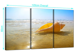 Three Panel Caribbean Beach Canvas Wall Art 125cm x 60cm 3148