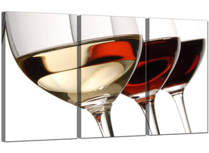 Three Panel Food & Drink Canvas Wall Art Wine Glasses 3067