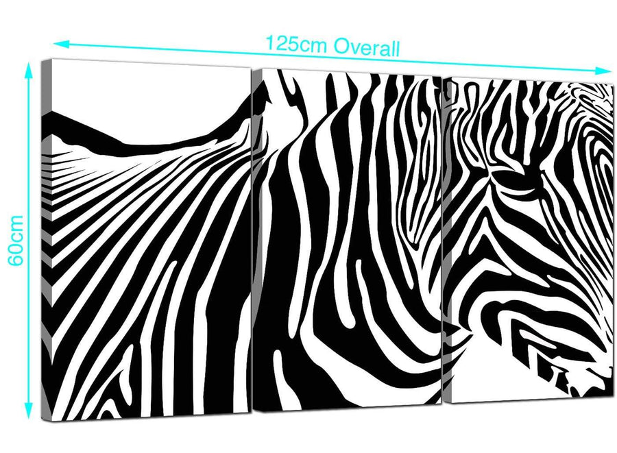 3 Part Zebra Canvas Prints UK 125cm x 60cm 3022