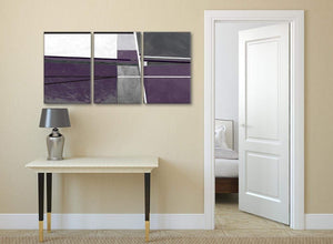 3 Piece Aubergine Grey Painting Hallway Canvas Pictures Decor - Abstract 3392 - 126cm Set of Prints