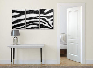 3 Panel Black White Zebra Animal Print Hallway Canvas Pictures Accessories - Abstract 3471 - 126cm Set of Prints