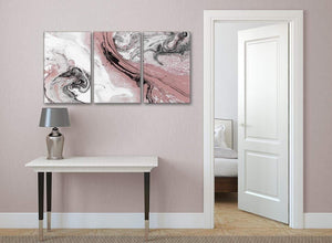 3 Panel Blush Pink and Grey Swirl Kitchen Canvas Pictures Accessories - Abstract 3463 - 126cm Set of Prints