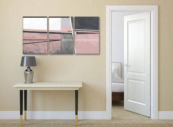 3 Piece Blush Pink Grey Painting Bedroom Canvas Wall Art Decor - Abstract 3393 - 126cm Set of Prints