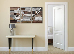 3 Panel Brown Beige White Painting Bedroom Canvas Wall Art Decor - Abstract 3407 - 126cm Set of Prints