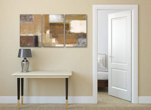 3 Piece Brown Cream Beige Painting Hallway Canvas Wall Art Accessories - Abstract 3387 - 126cm Set of Prints