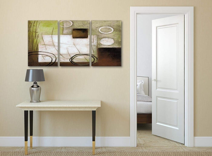 3 Piece Brown Green Painting Office Canvas Wall Art Decor - Abstract 3421 - 126cm Set of Prints
