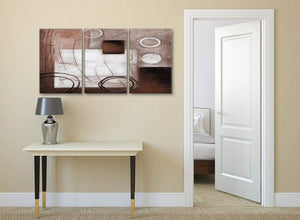 3 Piece Brown White Painting Kitchen Canvas Wall Art Accessories - Abstract 3422 - 126cm Set of Prints