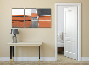 3 Piece Burnt Orange Grey Painting Bedroom Canvas Pictures Accessories - Abstract 3390 - 126cm Set of Prints