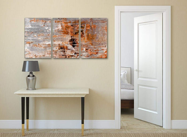 3 Panel Burnt Orange Grey Painting Kitchen Canvas Wall Art Accessories - Abstract 3415 - 126cm Set of Prints